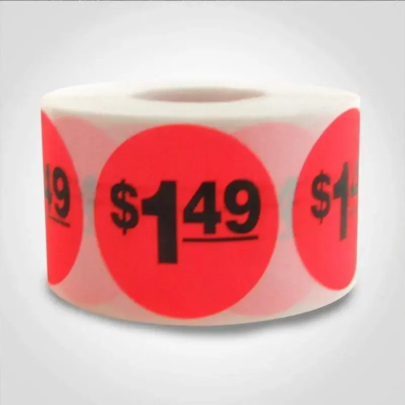 $1.49 Rectangular Label Sticker - Red