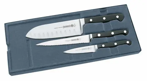 Mundial BP5000-3GE Santoku Hollow Edge, Utility Serrated and Paring Knives 3-Piece Starter Set Black 2.webp