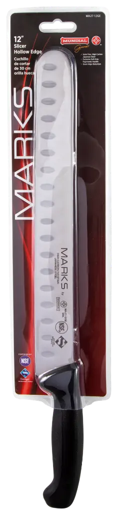 Mundial MA27-12GE Slicing Knife Granton Hollow Edge Marks Series 12 inches Black 1.webp