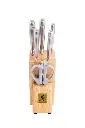Mundial 4100-7 Knife Set With Wood Block Future Series 7-Piece Silver 1.webp