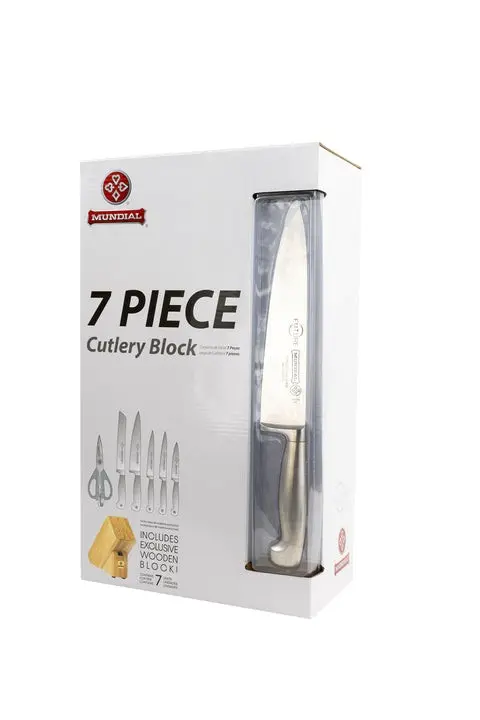 Mundial 4100-7 Knife Set With Wood Block Future Series 7-Piece Silver 7.webp