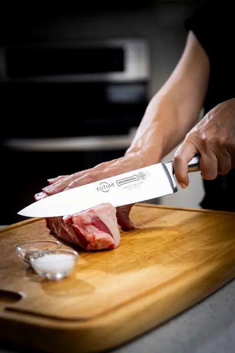 Mundial 4100-7 Knife Set With Wood Block Future Series 7-Piece Silver 25.webp