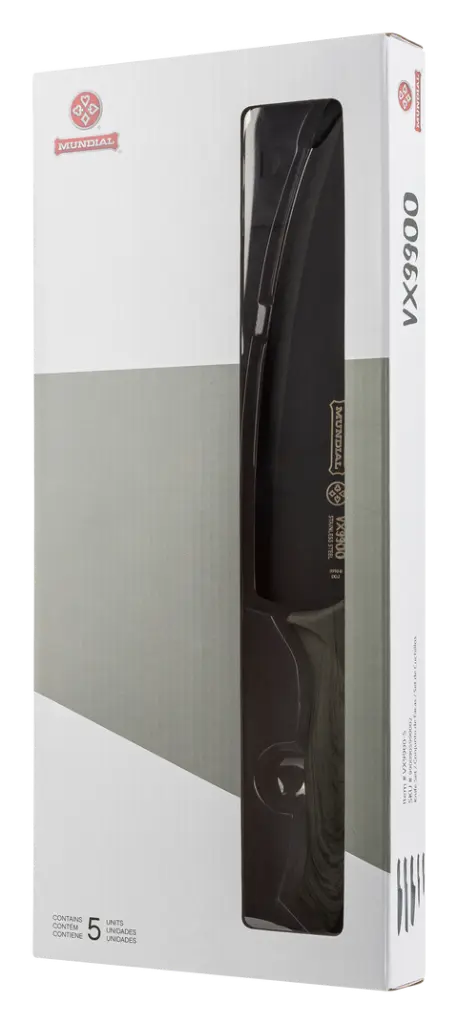 Mundial VX9900-5 Black Knife Set With Black Handle 5 Piece Plastic Blade Protectors 8.webp