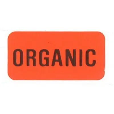 "ORGANIC" Printed Red Dayglo Label