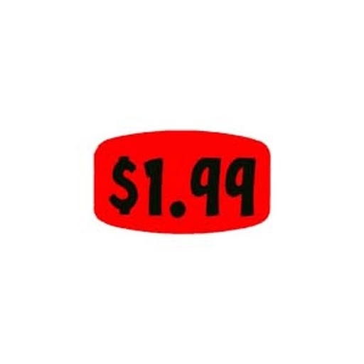 $1.99 Rectangular Label Sticker - Red