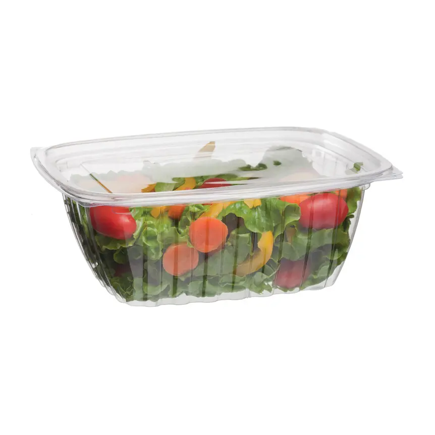32 Oz Rectangular Clear Food Container With Flat Lid Combo-Packs