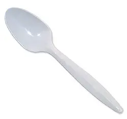 Medium-Weight White Plastic Soup Spoon