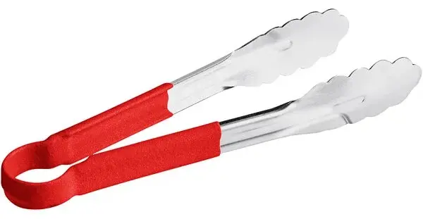UPDATE TOPP-9RE 9" Tongs with Red Plastic Handle