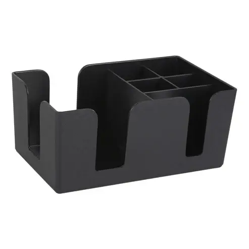 WINCO BC-6 Black Plastic Bar Caddy with 6 Compartments