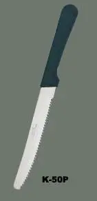 WINCO K-50P 5" Round Tip Steak Knife Black Handle