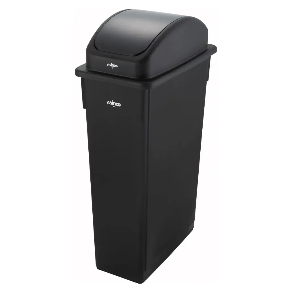 WINCO PTC-23K Garbage Can Slender Black, 23 Gal