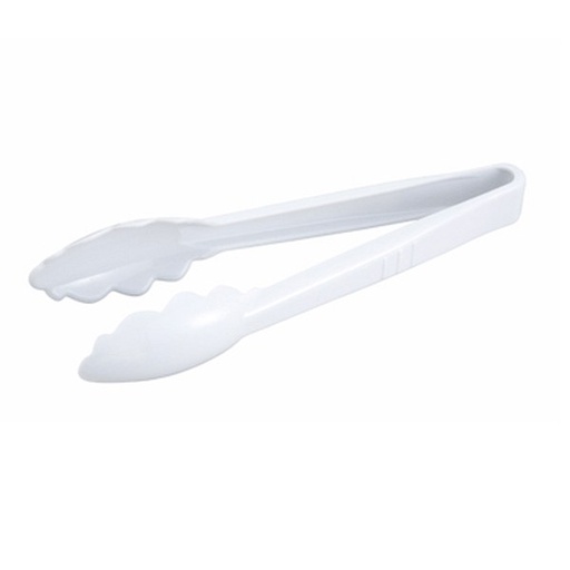 WINCO PUT-9W 9" Polycarbonate Utility Tongs, White