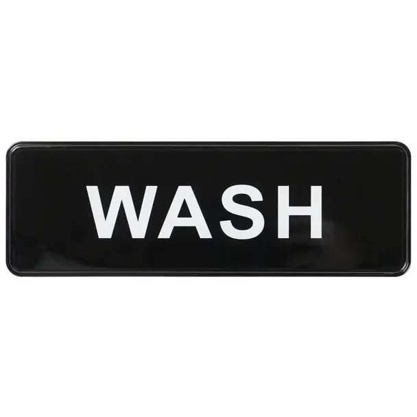 WINCO SGN-318 WASH Sign 3" x 9" Black