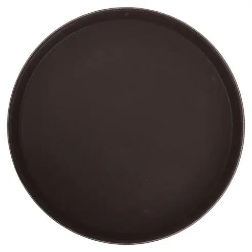 WINCO TRH-14 14 Inch Easy Hold Round Tray, Brown
