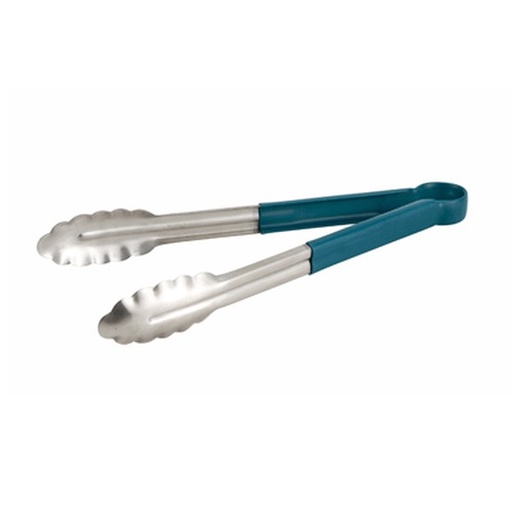 WINCO UT-9HP-B 9" Blue Utility Tongs PVC Coated