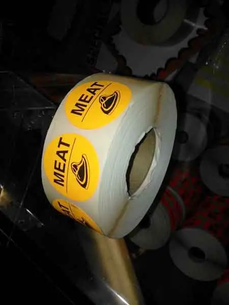 " MEAT" Printed Round Sticker Label