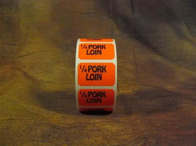 "1/4 PORK LOIN" Dayglo Promotional Label