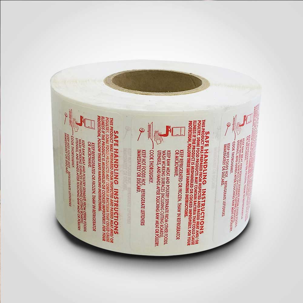 "SAFE HANDLING" Sticker Label Red Print