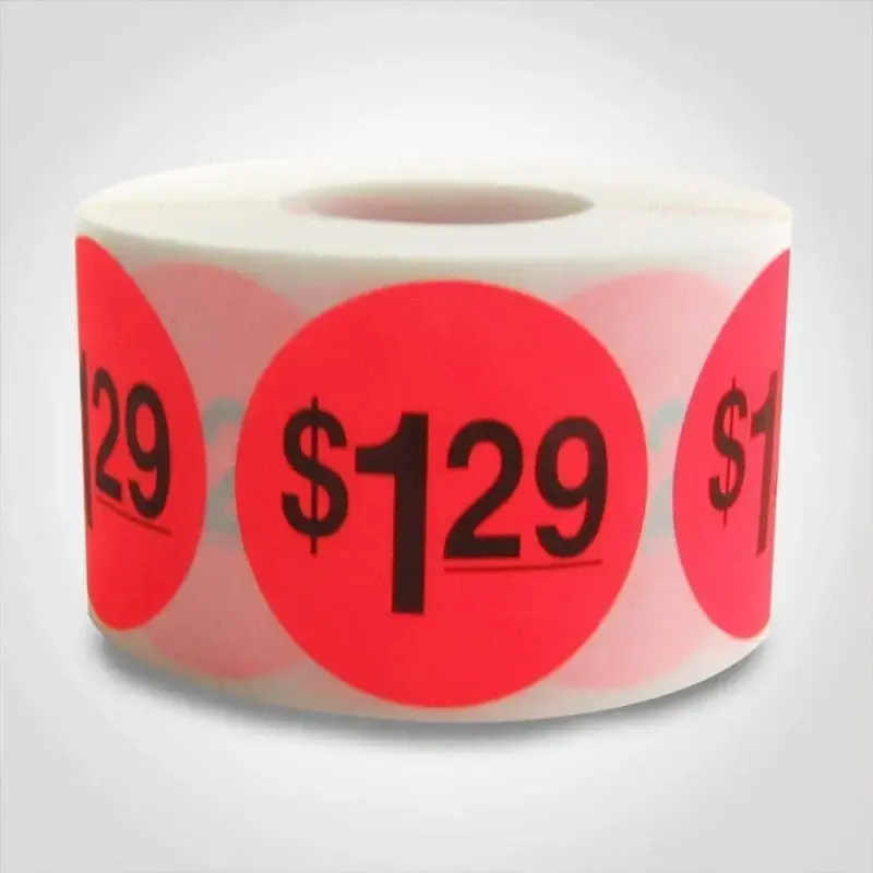 $1.29 Round Label Sticker - Red
