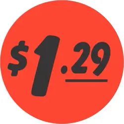 $1.29 Round Label Sticker - Red