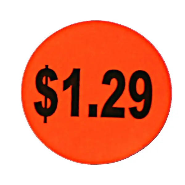 $1.29 Round Label Sticker - Red