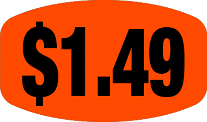 $1.49 Rectangular Label Sticker - Red