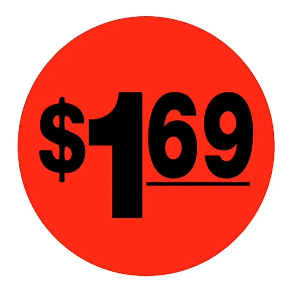 $1.69 Round Label Sticker - Red