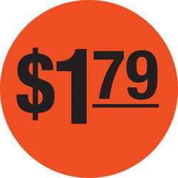$1.79 Round Label Sticker - Orange