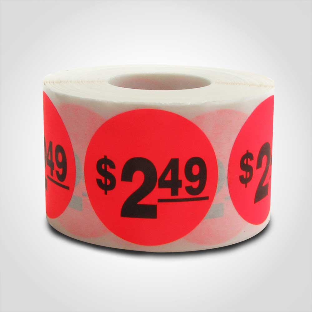 $2.49 Round Label Sticker - Red
