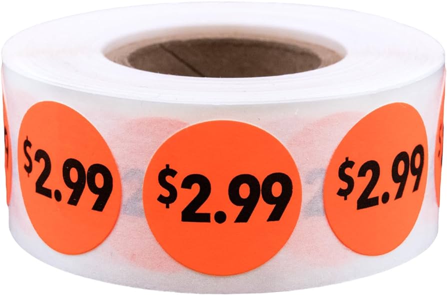 $2.99 Round Label Sticker - Red