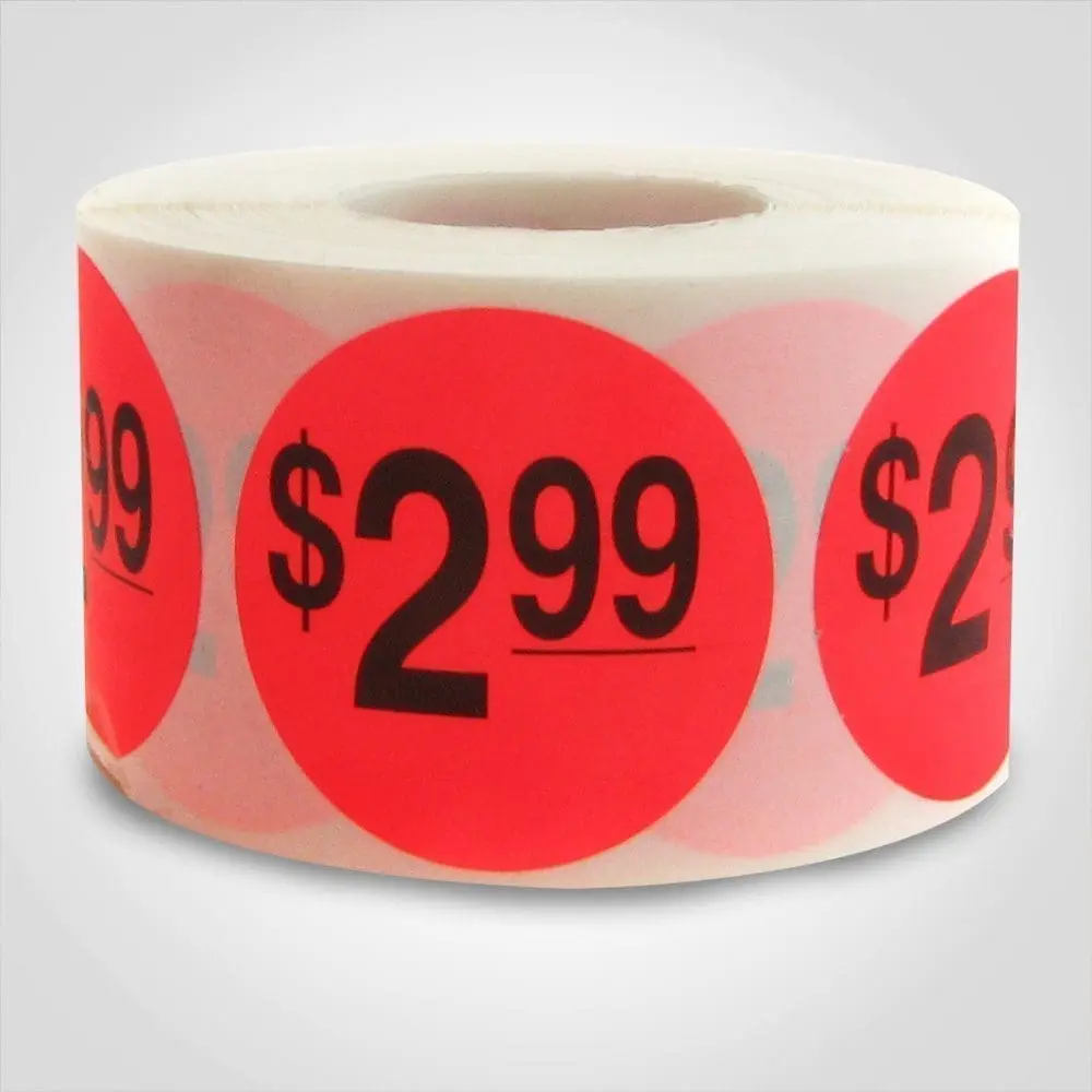 $2.99 Round Label Sticker - Red