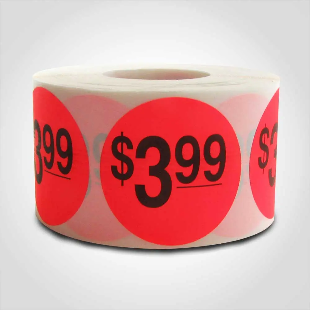 $3.99 Round Label Sticker - Red