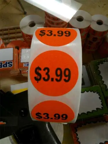 $3.99 Round Label Sticker - Red