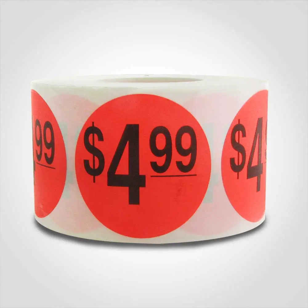 $4.99 Round Label Sticker - Red
