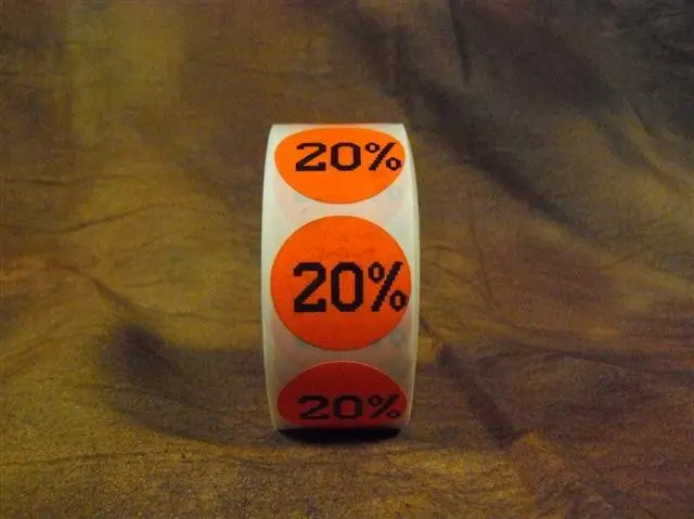 20% Round Label Sticker - Red