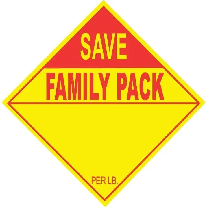 3 X 3 Inch FAMILY PACK SAVE Promotional Label