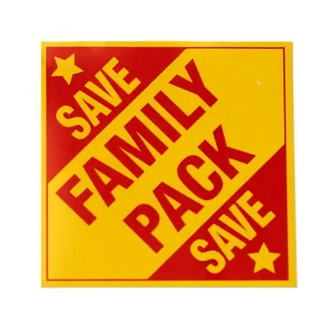 3 X 3 Inch FAMILY PACK SAVE Promotional Label