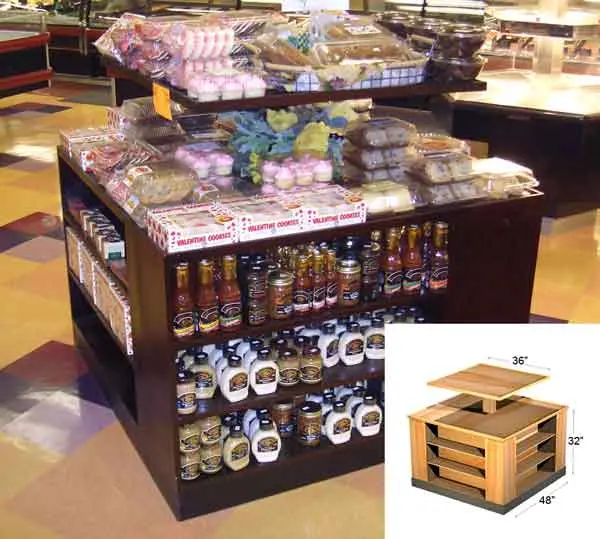 48" x 48" x 32" Wooden Bakery Display 2 Tiers