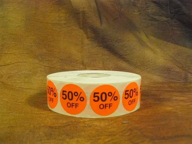 50% OFF Round Label Sticker - Red