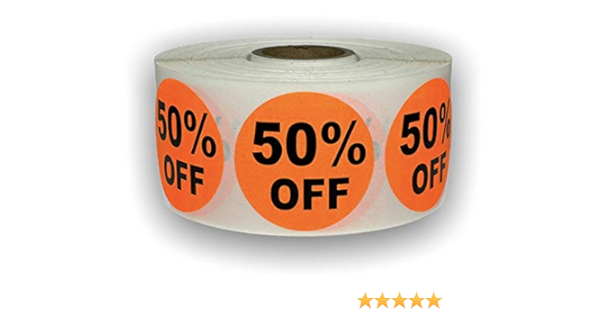 50% OFF Round Label Sticker - Red