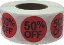 50% OFF Round Label Sticker - Red