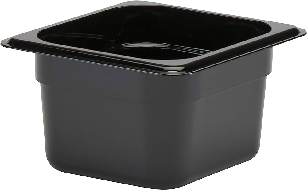 CAMBRO 64CW-110 Black Food Pan 4" Deep, Sixth Size