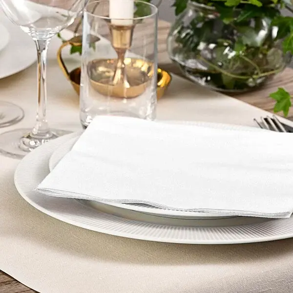 Dinner Napkin 1 Ply 17" X 17" White, 1/4 Fold