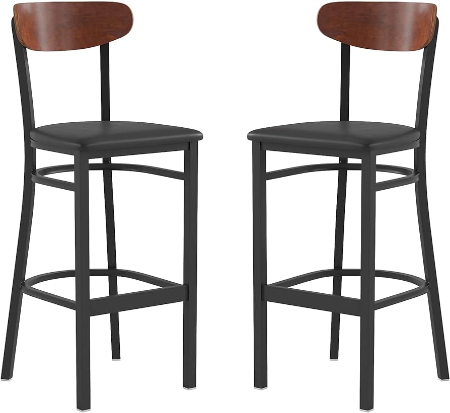 Flash Furniture Bar Stool Wood Back and Vinyl Seat