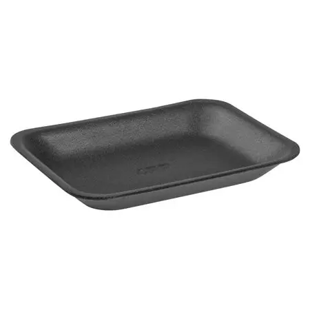 Genpak TR04P #4P Heavy Supermarket Food Tray Black
