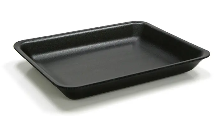 Genpak TR08P #8P Heavy Supermarket Food Tray Black