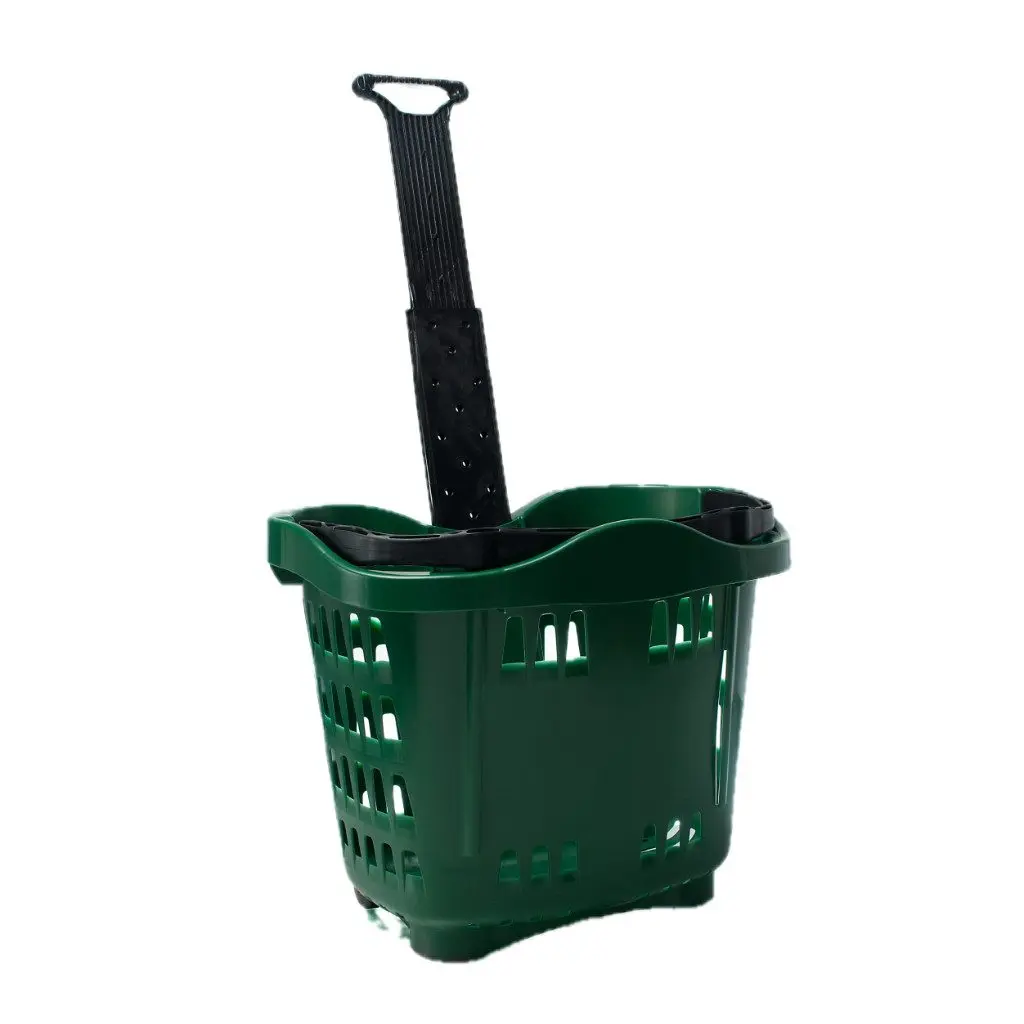 Green Shopping Basket with Wheel 18" x 14" x 17.5"