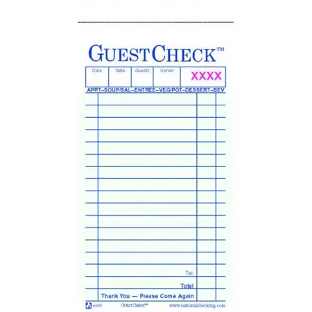 Guest Check Two Part 17 Line With Interleaved Carbon