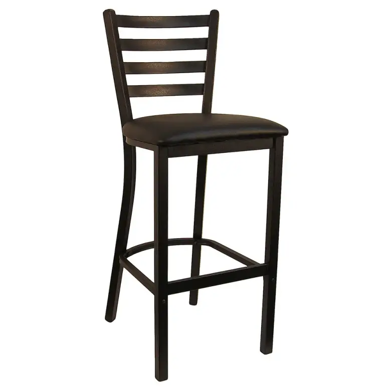 H&D 6145B Black Metal Dining Ladder Back Bar Stool