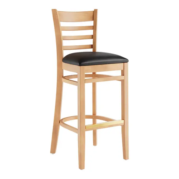 H&D 8676B Wood Ladder Back Bar Stool with Wood Seat & Finish Options